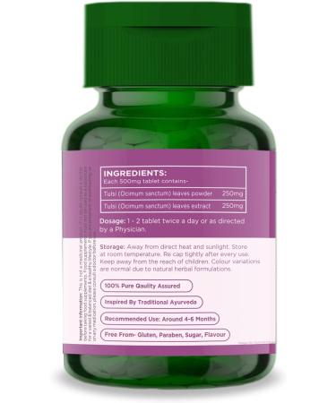 Aryan Herbals Tulsi (Holy Basil) 60 Tablets of 500 MG - Buy Online on GoSupps.com