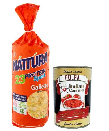 Italian Gourmet E.R. N tt ra Protein Sport Organic Gallette Lentil Cake High Protein Pea Gluten Free 100g + Tomato Pulp 400g