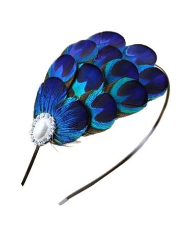 OULII Vintage Peacock Feather Hair Clip Wedding Bridal Party