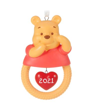 Hallmark Keepsake Christmas Ornament, Year Dated 2021, Disney Winnie The Pooh Baby's First Christmas, Porcelain