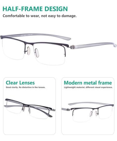 Eyekepper 3 Pack Lightweight Half Rim Reading Glasses for Men & Women - Black +2.0 - Stylish & Durable eCommerce International Shipping - Buy Online on GoSupps.com
