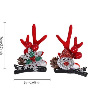 Christmas Antler Hair Clip - Santa Claus Reindeer Ears Barrettes | Portable Reindeer Antlers Ears Barrettes for Family Women Santa Claus red corner - Buy Online on GoSupps.com