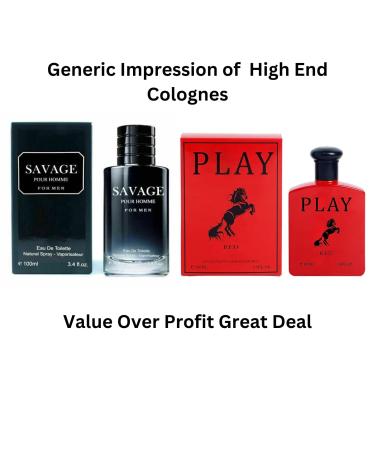 Savage Pour Home & Play Red Cologne for Men Eau De Toilette Natural Spray (Inspired by Sauvage & Pool Red) 3.4oz Fl Oz/100ml each (Pack of 2) Savage & Pool Red 3.4 Fl Oz (Pack of 2) - Buy Online on GoSupps.com