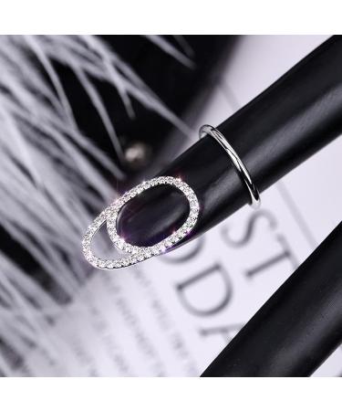 Natudeco Finger Nail Cover Ring Rhinestones Fingernail Opening Ring Nail Art Decoration Finger Tip Rings Nail Gift for Women Ladies(WHITE) - Buy Online on GoSupps.com