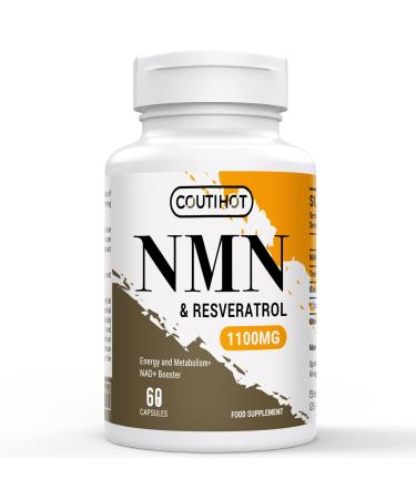 1100mg NAD and Trans-Resveratrol Capsules with 50mg Black Pepper Extract - Premium Antioxidant Support for Cellular Health & Longevity - Gluten-Free Non-GMO - 60 Capsules (Pack of 1) 60 count (Pack of 1)