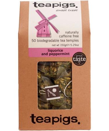 Teapigs Lemon and Ginger Tea Bags Made With Whole Leaves (1 Pack of 50 Tea Bags) & Teapigs Liquorice and Peppermint Tea Made With Whole Flowers (1 Pack of 50 Tea Bags) + Peppermint Tea 125 g (Pack of 1) - Buy Online on GoSupps.com
