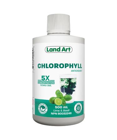 Liquid Chlorophyll Lime Basil 5X Concentrated 500ml Cold Extracted from Non-GMO Alfalfa - Detox - Alkaline - Natural Body Deodorant Antioxidant - Made in Canada