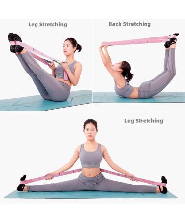 Elastic Yoga Belt - 9 Loop Stretch Band for Yoga Pilates & Strength Training - Fitness Flexibility Tool - Pink - Buy Online on GoSupps.com