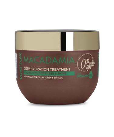 KATIVA Macadamia Deep Hydration Treatment Mask (8.45 Fl Oz)  Moisturizes and Strengthens Hair with Organic Macadamia Oil  for Dehydrated  Dry Hair  Salt Free  Sulfate Free  Gluten Free  Paraben Free