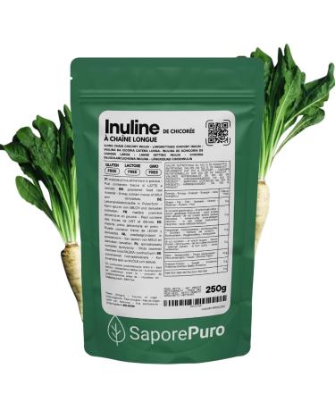 SaporePuro INULIN powder 250 g - LONG CHAIN ??- Prebiotic plant fiber from chicory roots - High performance inulin powder for fat replacement