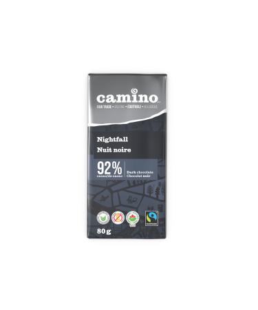 Camino Nightfall Dark Chocolate (92% Cacao) Vegan-Friendly Organic Chocolate Bar 80g Pack of 14