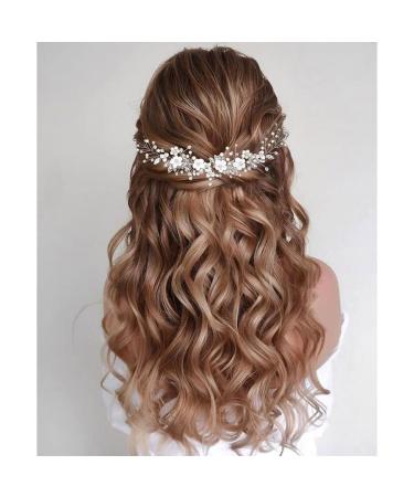 GORAlS Crystal Flower Bridal Hair Vine with Pearls - Wedding Headpiece for Women and Girls (Silver) - Buy Online on GoSupps.com