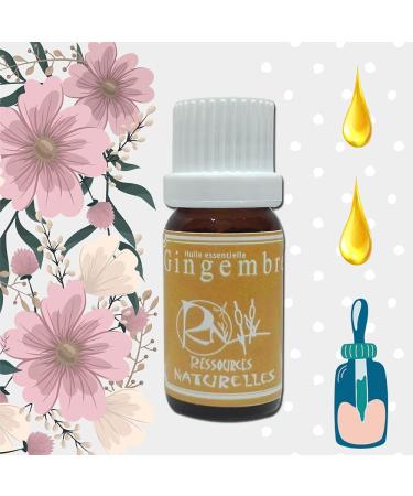 Ressources Naturelles Organic Ginger Essential Oil - 10 ml | Pure & Natural Essential Oils for Aromatherapy & Wellness - Buy Online on GoSupps.com