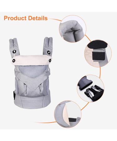 Newborn Baby Carrier Sling | Ergonomic 4-in-1 Design | 3-48 Months | Grey - Buy Online on GoSupps.com
