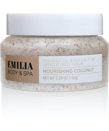 Emilia Foot Scrubs - Natural Organic Scrub - Exfoliating Body, Hand & Foot - Feet Exfoliator - Dead Sea Mineral Salt, Coconut Oil & Shea Butter Apricot Scrub - Bath, Pedicure, Cracked Heel - Pure Care Coconut & Shea Butter