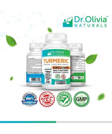 Organic Turmeric Complex with Curcumin, Boswellia, Ginger & BioPerine - 60 Capsules by Dr. Olivia - Buy Online on GoSupps.com