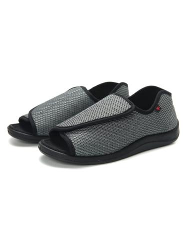GWQDJ Diabetic Slippers for Men Summer Extra Wide Open Toe Sandals Adjustable Arthritis Edema Slippers for Seniors Grey 47 Grey Men 11/Women 11.5