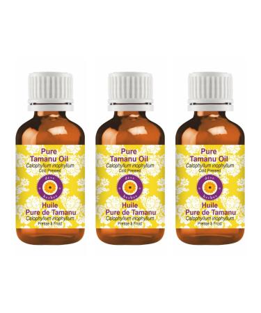 Deve Herbes Pure Tamanu Oil (Calophyllum inophyllum) Cold Pressed (Pack of Three)100ml X 3 (10 oz)