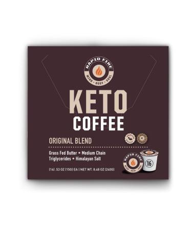 Rapidfire Rapid Fire Ketogenic High Performance Keto Coffee Pods, Supports Energy and Metabolism, Weight Loss, Ketogenic Diet 16 Single Serve K-Cup Pods, Keto Original Blend 16 Count (Pack of 1)