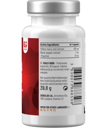 Maca Root - Highly Dosed 500mg - 60 Capsules - Highly Bioavailable Maca Extract - With Piperine for Better Absorption Sensilab - Buy Online on GoSupps.com