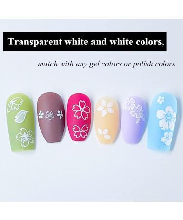 White Flower Nail Art Decal Stickers for Women & Girls - Pack of 6 Self-Adhesive Floret Nail Stickers for Fingernail Designs and Decoration - Buy Online on GoSupps.com