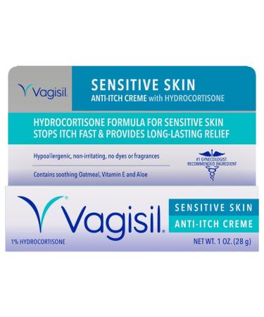 Vagisil Maximum Strength Feminine Anti-Itch Cream for Women Sensitive Skin Formula with Hydrocortisone Helps relieve Yeast Infection Irritation Gynecologist Tested Soothes and Cools 1 oz 1 Ounce (Pack of 1)