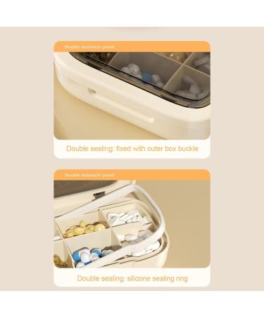 Dorugage Pill Box | Weekly Pocket Pill Organizer Travel Pill Dispenser Pocket-Sized Travel Pill Holder Compact Double Sealing Weekly Pill Organizer Lightweight Personal Medicine Container for Pills 4 Grid Cream White - Buy Online on GoSupps.com