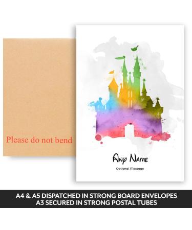 Personalised Cinderella Castle Watercolour Art Print - Disney Land/World Memories Keepsake. Children's Gift Nursery Decor - Walt Quote, A4 A5 - Buy Online on GoSupps.com