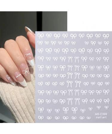 6 Sheets 3D Bow Nail Stickers - Self-Adhesive Nail Art Decals in Gold Silver Red Pink White & Black | DIY Acrylic Nail Decorations for Women - Buy Online on GoSupps.com