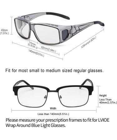 LVIOE Fit Over Blue Light Blocking Glasses | Anti Blue Light Eyewear for Prescription & Reading Glasses - A01 Grey Frame - Buy Online on GoSupps.com