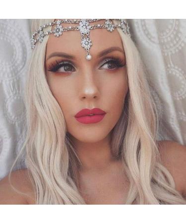 Bohemian Floral Headband Hair Jewelry for Women and Girls - Silver Elastic Head Chain - Buy Online on GoSupps.com