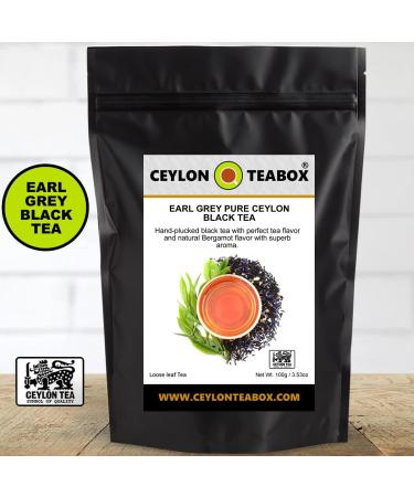 Ceylon Teabox Earl Grey Blue Flower Bergamot Tea Pure Ceylon Black Tea (FBOP) Earl Grey Tea Loose Leaf Tea World's Finest Pure Ceylon Black Tea Loose Leaf Earl Grey 100g in Resealable Pouch - Buy Online on GoSupps.com