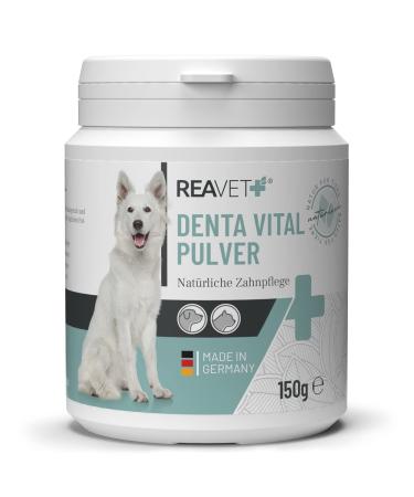 Reavet denta vital dental care powder dog & cats 150g - tartar remover medium against tartar dog cat i against bad breath in dogs dental care cats powder 150 g