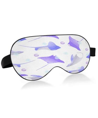 Sleep Mask Light Blocking Hand Drawn Stingray Fish Eye Mask for Sleeping with Adjustable Strap Watercolor Soft Lightweight Eye Cover Blindfold for Men Women Work Travel Naps