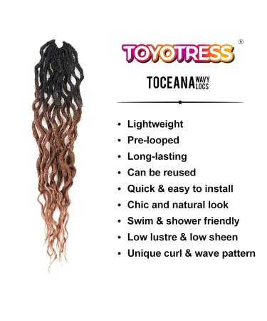 ToyoTress Toceana Wavy Locs Crochet Hair 24 8 Pcs OT30 Ombre Brown Pre-twisted Crochet Braids OT30 24 Inch Godes Faux Locs - Buy Online on GoSupps.com