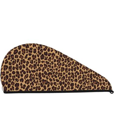 Leopard Print Hair Towel Wrap - Microfiber Absorbent Drying Cap for Curly Long Thick Hair - Buy Online on GoSupps.com