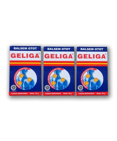 3x20gr Geliga Muscular Balm for for Muscle Joint Aches Back Pain Headache Cold by Eagle Brand