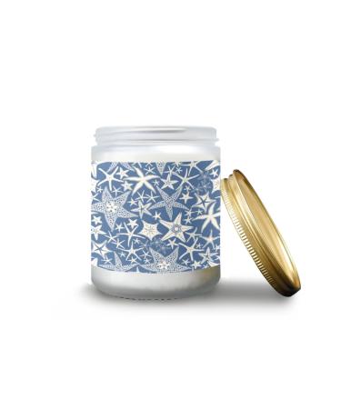 Vanilla Candles for Home Scented Aromatherapy Jar Candles 7 oz Long Lasting Candles Scented Candles Gift Set for Women Perfect for Birthday Gifts Starfishes on Blue Background
