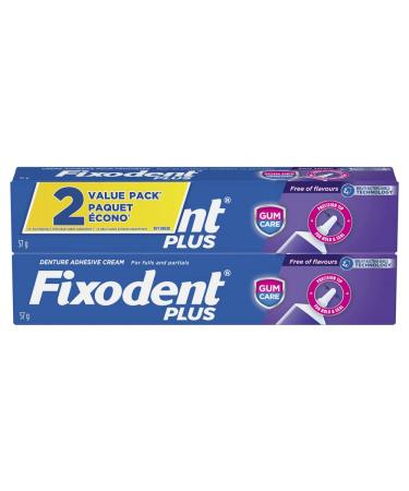 Fixodent Plus Gum Care Denture Adhesive Cream for Fulls and Partials 2 oz (57g) - Pack of 2 - Buy Online on GoSupps.com