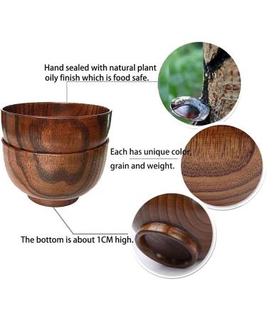 SKORDO 6 Pcs Wood Bowls Serving Tableware for Rice Soup Dip Coffee Tea Decoration Wooden Salad Bowl Kitchen Cutlery Set - Buy Online on GoSupps.com