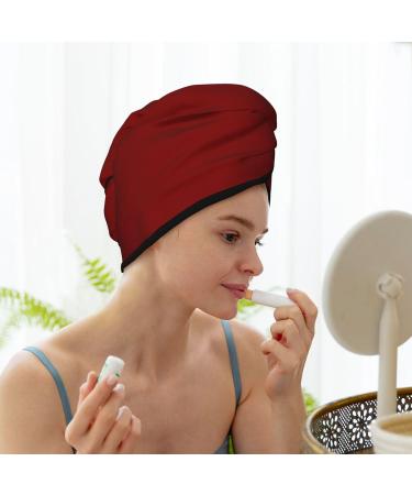 Maroon Hair Towel Wrap | Quick Drying Hair Turban with Button | Premium Head Towel for Effortless Drying - Buy Online on GoSupps.com