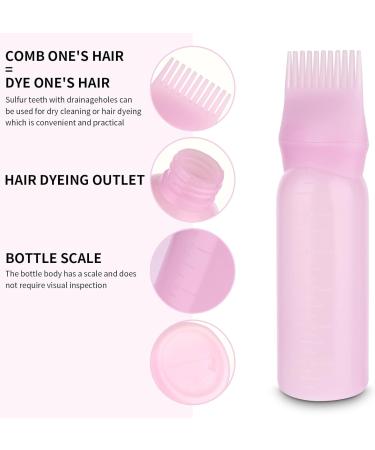 Root Comb Applicator Bottle 6 OZ Hair Oil Applicator Bottle for Hair Dye Bottle Applicator Brush with Graduated Scale Profssional Brush Applicator Comb Hairdressing Coloring Styling Tool (Pink) - Buy Online on GoSupps.com