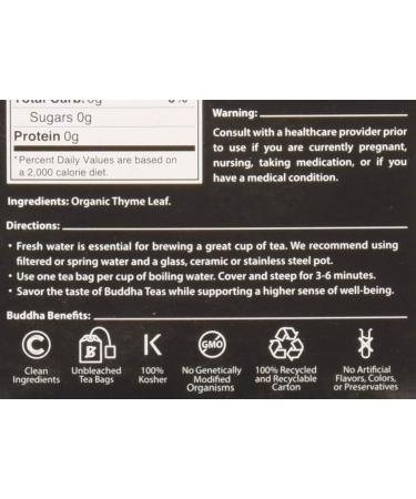 Buddha Teas Organic Thyme Leaf Tea - USDA Organic, OU Kosher - 18 Bleach-Free Bags - Buy Online on GoSupps.com
