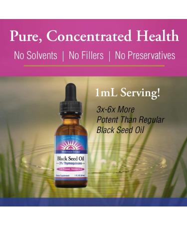 Heritage Store Black Seed Oil 1 oz | Pure Cold Pressed | 3% Thymoquinone | Heart, Digestion, Immune & Skin Support - Buy Online on GoSupps.com