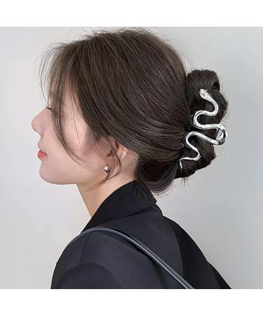 Silver Snake Hair Clips - Large Metal Hair Claw Accessories for Women & Girls (2Pcs) - Buy Online on GoSupps.com