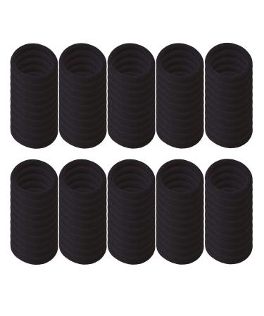 Hair Ties Seamless Hair Bands 4 mm Thick Black Ponytail Holders Hair Accessories No Crease Damage (Black100pcs)