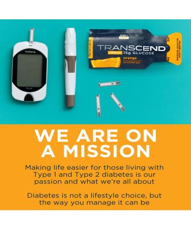 Transcend Glucose Gel Packs - Strawberry & Orange 50 Pack - FSA/HSA Eligible - Made in USA - 15g Dose - Diabetic Blood Sugar Support - Buy Online on GoSupps.com