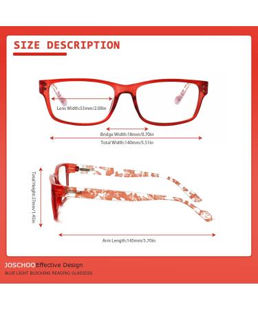 JOSCHOO 5 Pack Blue Light Blocking Reading Glasses - Anti Eyestrain Unisex Computer Readers 5 Stylish Colors 0.0x Magnification - Buy Online on GoSupps.com