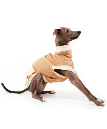 Petley Sweater Dog Sweatshirts Turtleneck Dog Jumper Knit Dog Sweater Cat Jumper Sweater Knitwear striped Clothes Camel for Greyhound and Dachshund (Greyhound Medium)