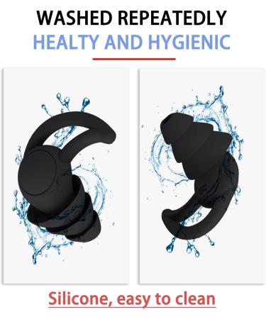 2 Pack Noise Cancelling Ear Plugs for Sleeping | Washable Hearing Protection for Travel Concerts & Swimming - Black - Buy Online on GoSupps.com